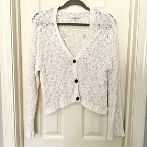 American Eagle Outfitters White Cardigan Sweater Cropped